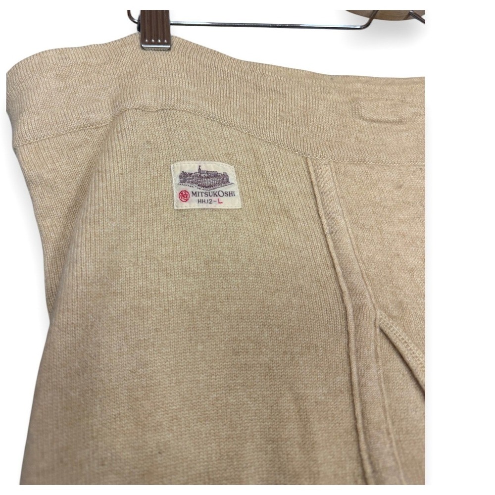 Mitsukoshi Thermal Set Mens‎ L Beige Wool Henley Top Leggings Long Johns Japan - Picture 11 of 16